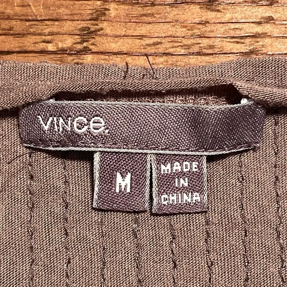 Vince Tunic Top Womens Medium Taupe Metallic Silver Sequins Short Sleeve Draped - Picture 8 of 11